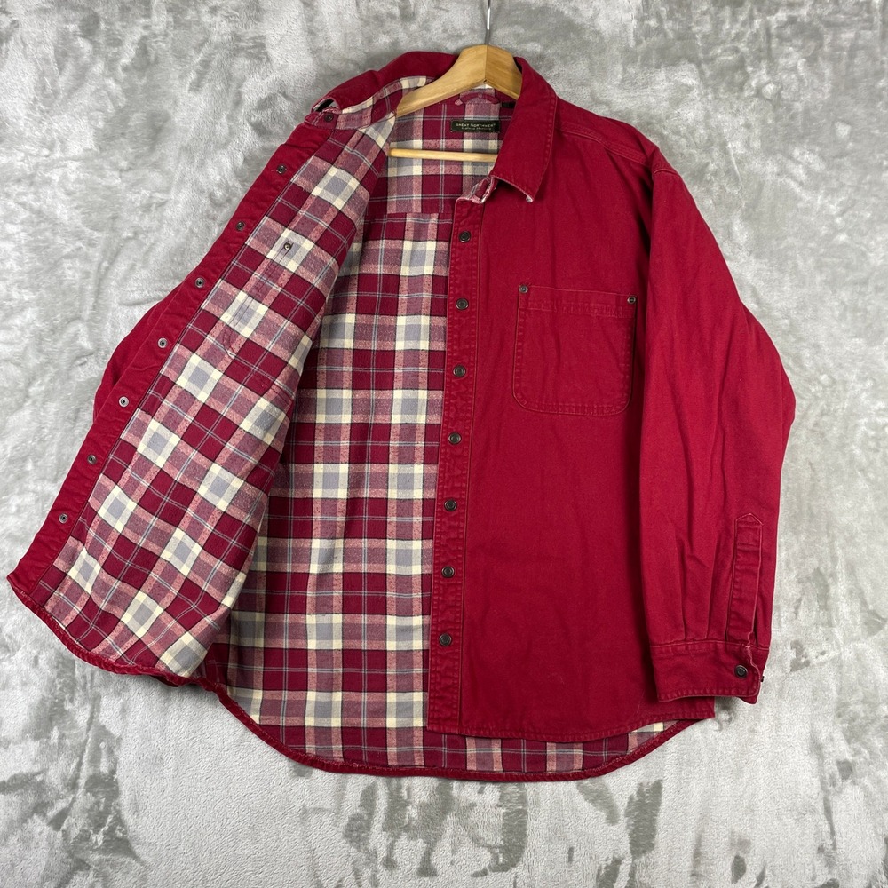 Vintage Hurricane Shirt Mens Large Red Denim Flannel Lined Heavyweight Shacket